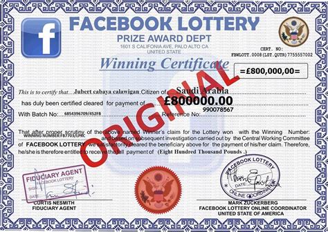 facebook winning certificate|certificate for facebook lottery.